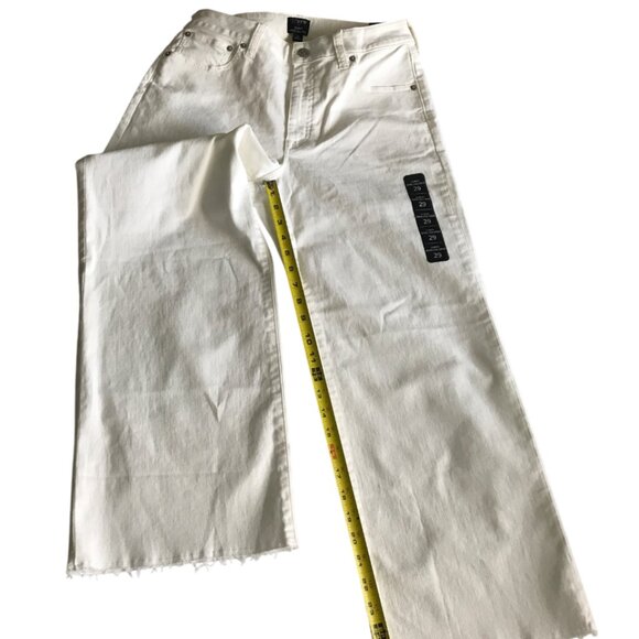 JCREW Factory Curvy wide-leg cropped jean all-day stretch Seashell white sz 29 - Picture 8 of 13